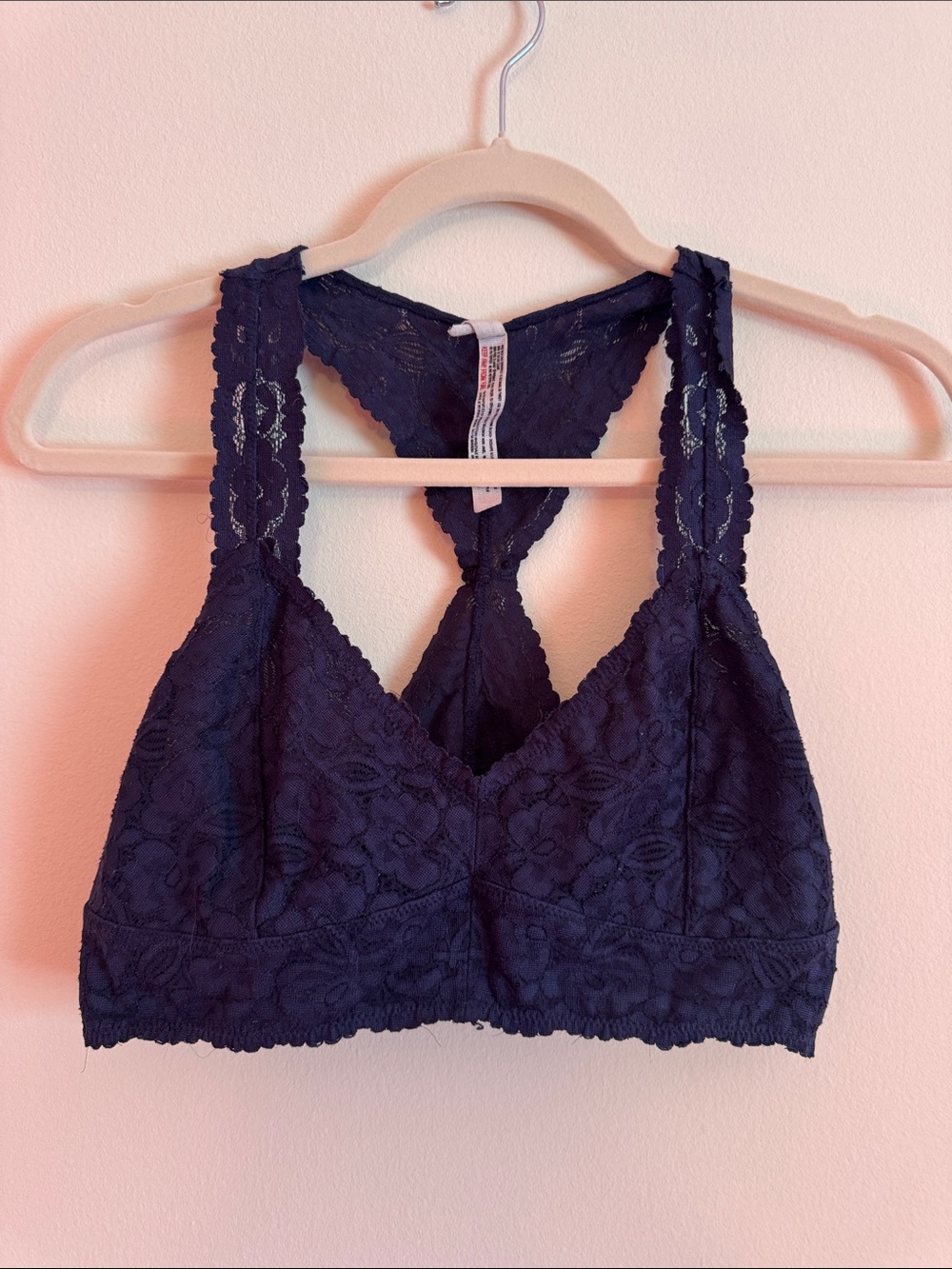 Lace Racerback Bralette in Navy - Soft Stretch Comfort